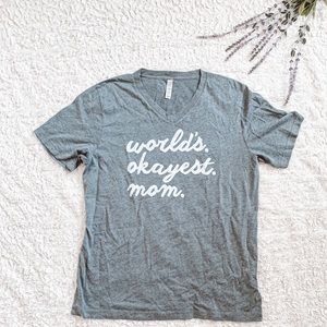 Gray and white v-neck shirt sleeve everyday t shirt